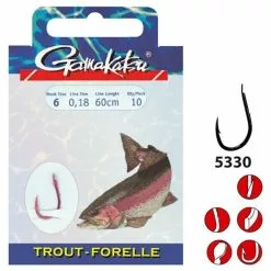 Gamakatsu Onderlijnen Forel 5330R 60cm (10 Pcs)